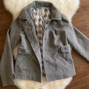 Tulle grey wool peacoat with removable hood
